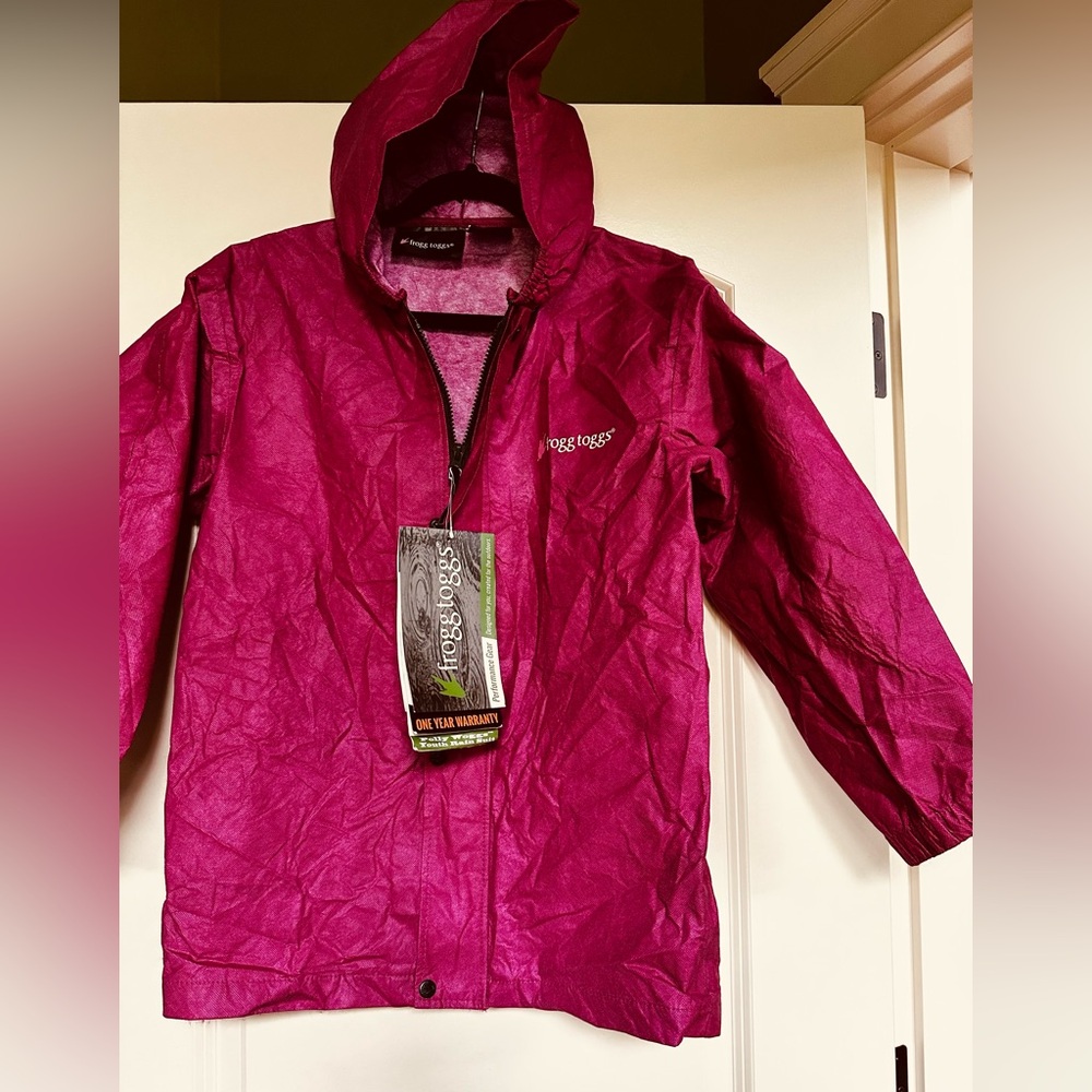 Frogg Toggs youth sz L, Pink Waterproof Rain Jacket only..no pants included.